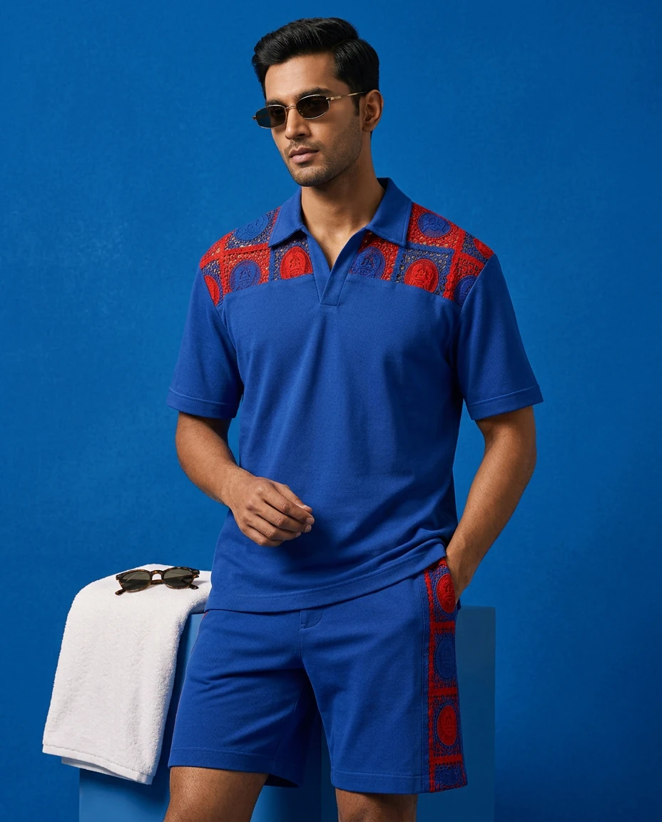 Oh Krab! resort linen shirting campaign poolside view